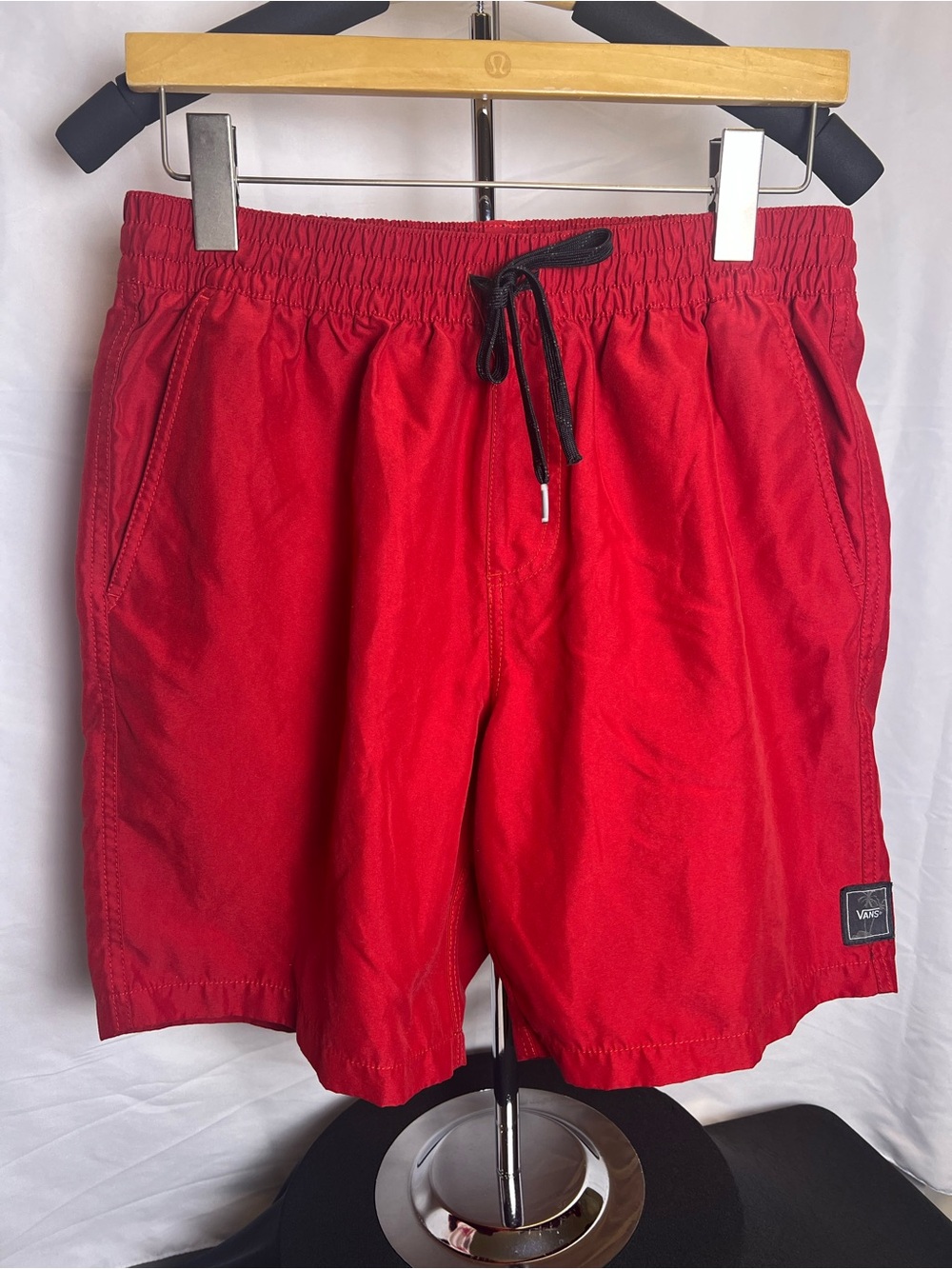 Vans Red Men’s Swim Board Shorts with Black Drawstring Size Large